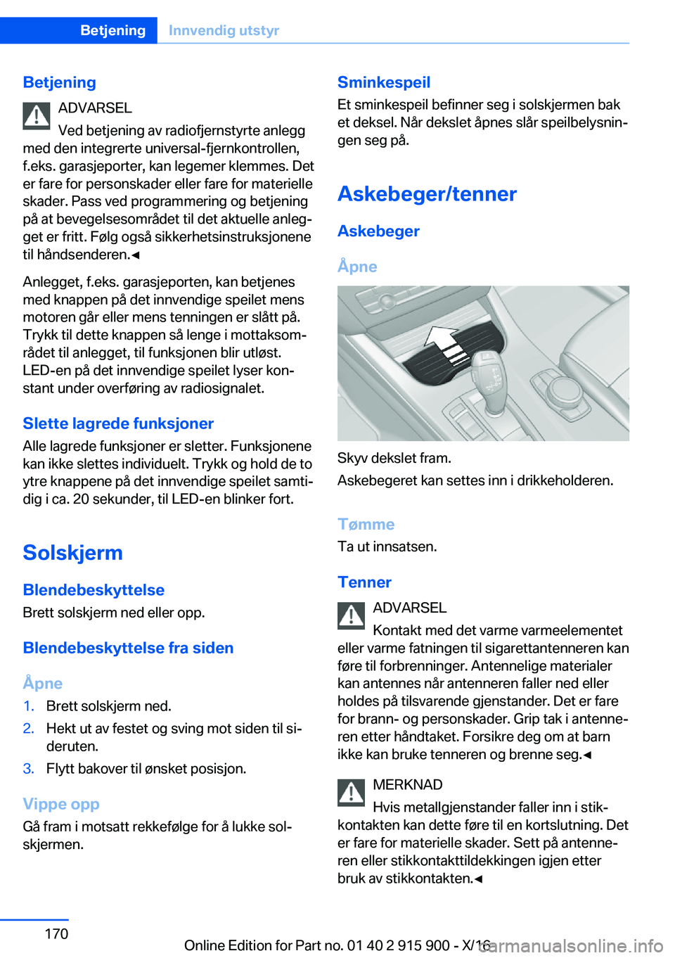 BMW X4 2017  InstruksjonsbØker (in Norwegian) �B�e�t�j�e�n�i�n�g�A�D�V�A�R�S�E�L
�V�e�d� �b�e�t�j�e�n�i�n�g� �a�v� �r�a�d�i�o�f�j�e�r�n�s�t�y�r�t�e� �a�n�l�e�g�g
�m�e�d� �d�e�n� �i�n�t�e�g�r�e�r�t�e� �u�n�i�v�e�r�s�a�l�-�f�j�e�r�n�k�o�n�t�r�o�l�l