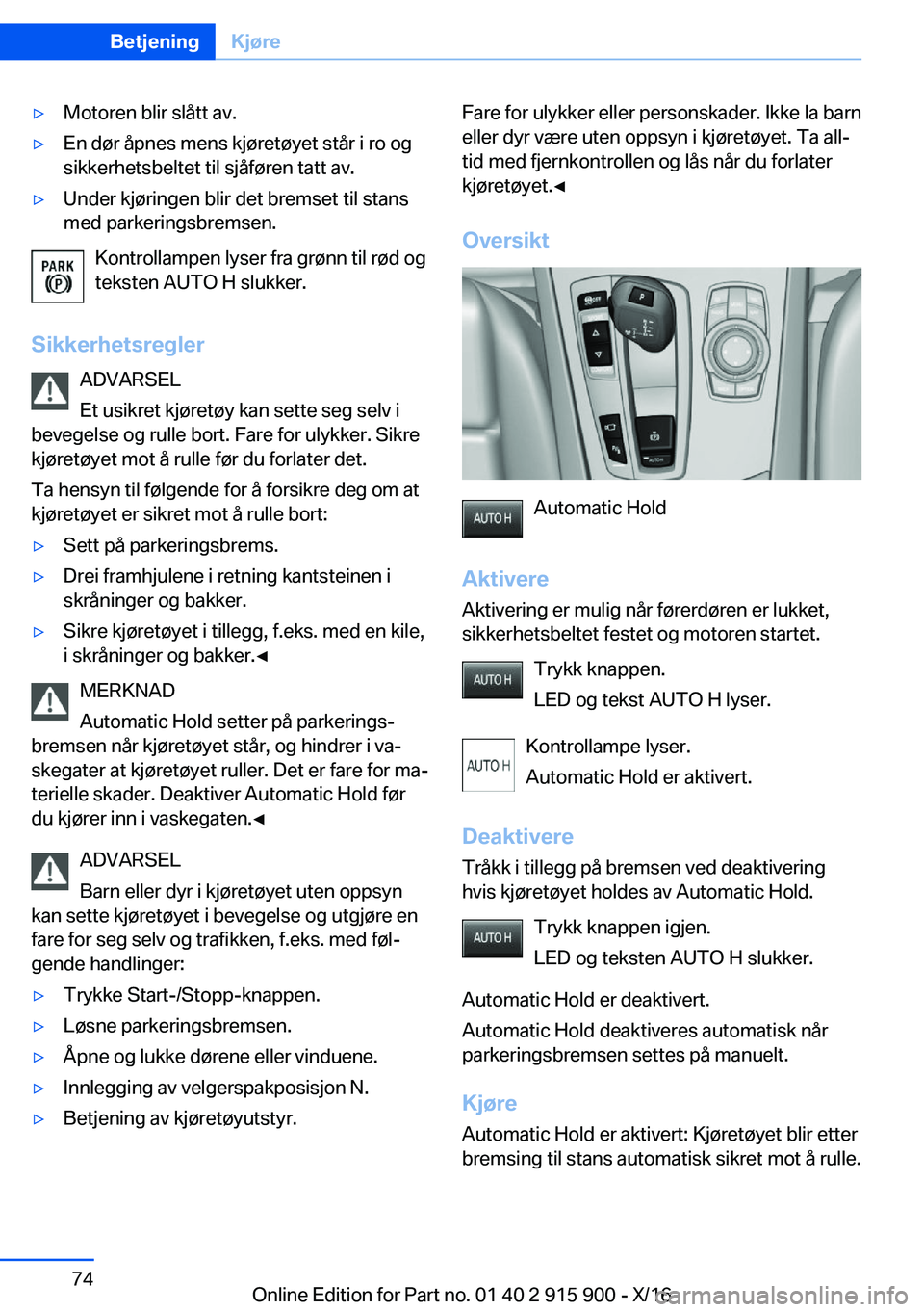 BMW X4 2017  InstruksjonsbØker (in Norwegian) 'y�M�o�t�o�r�e�n� �b�l�i�r� �s�l�å�t�t� �a�v�.'y�E�n� �d�