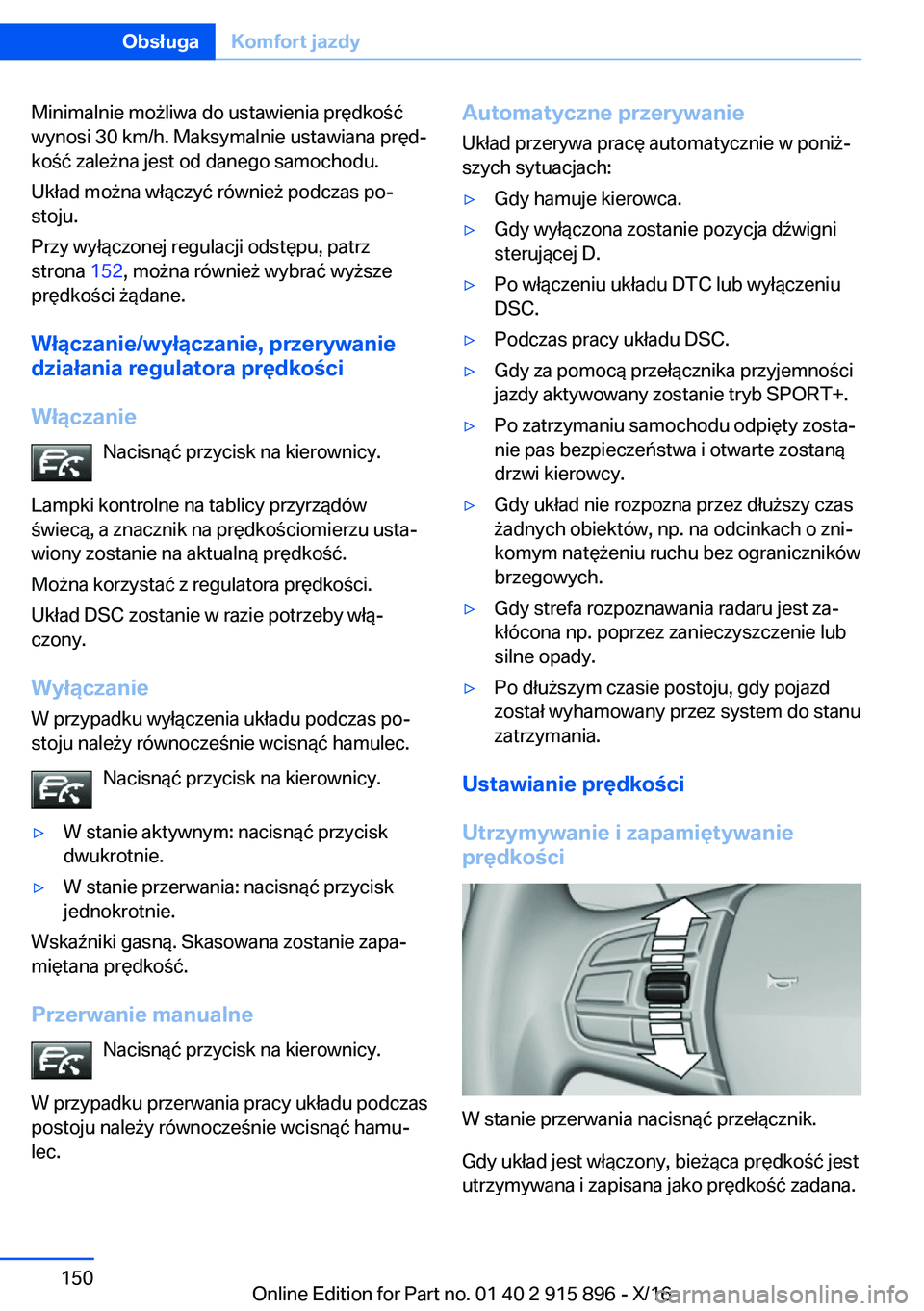BMW X4 2017  Instrukcja obsługi (in Polish) �M�i�n�i�m�a�l�n�i�e� �m�o 9�l�i�w�a� �d�o� �u�s�t�a�w�i�e�n�i�a� �p�r�