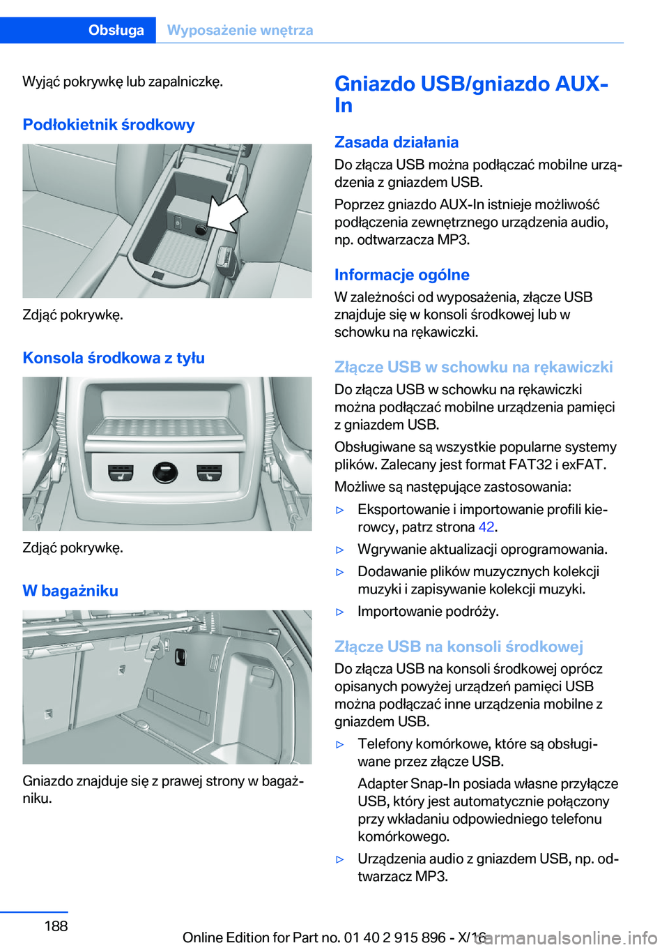 BMW X4 2017  Instrukcja obsługi (in Polish) �W�y�j�