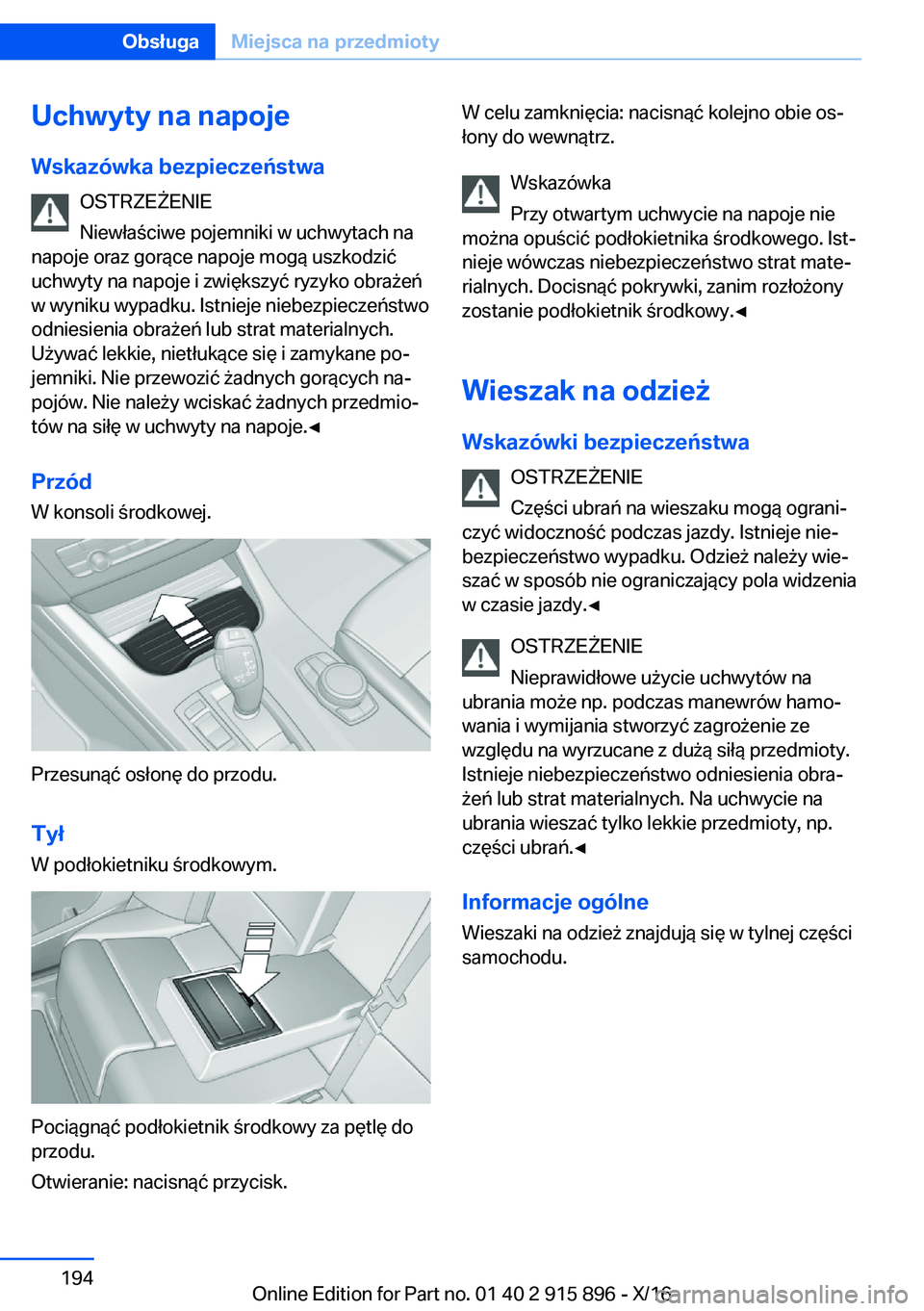 BMW X4 2017  Instrukcja obsługi (in Polish) �U�c�h�w�y�t�y��n�a��n�a�p�o�j�e
�W�s�k�a�z�