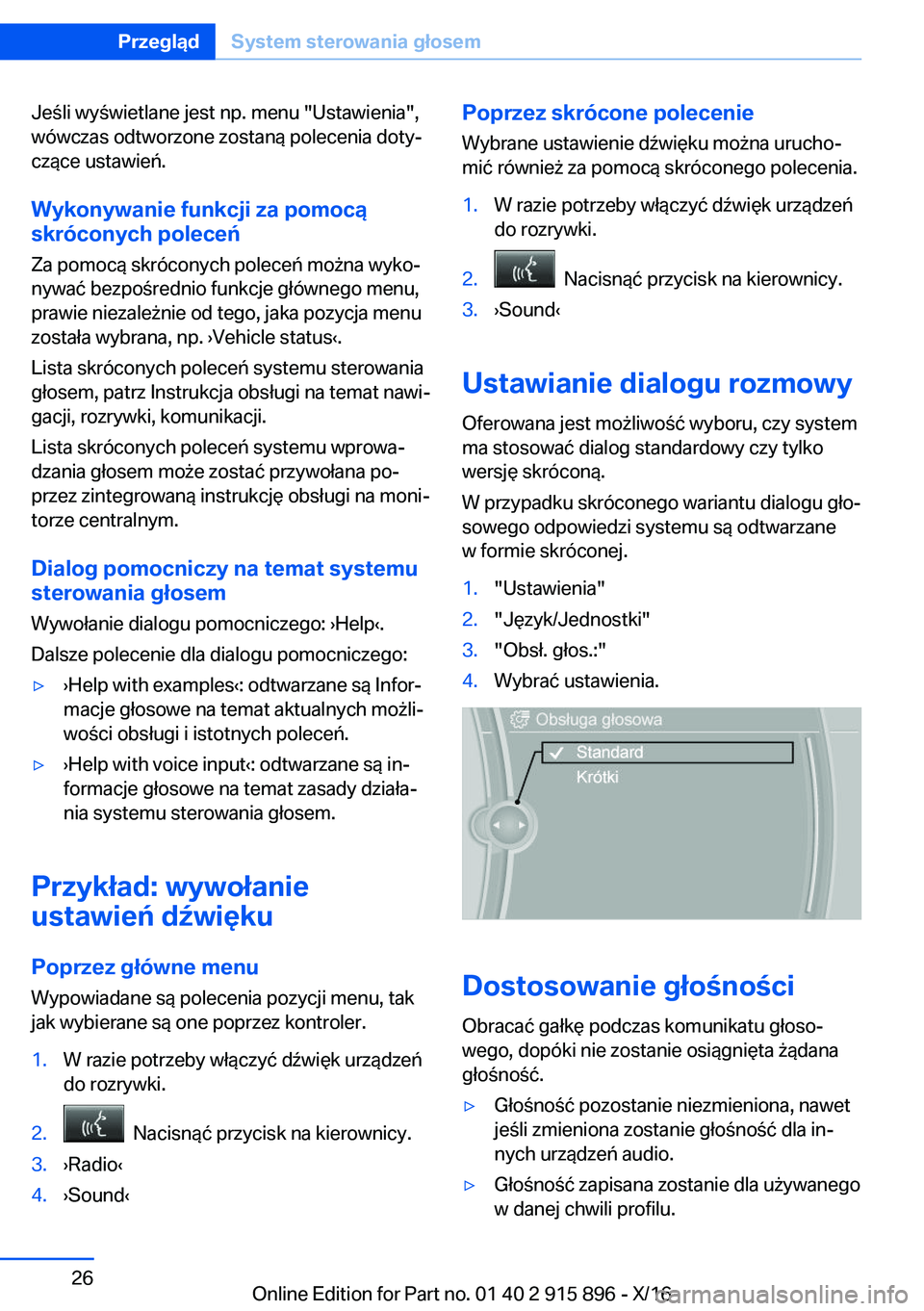BMW X4 2017  Instrukcja obsługi (in Polish) �J�e �l�i� �w�y �w�i�e�t�l�a�n�e� �j�e�s�t� �n�p�.� �m�e�n�u� �"�U�s�t�a�w�i�e�n�i�a�"�,�w�