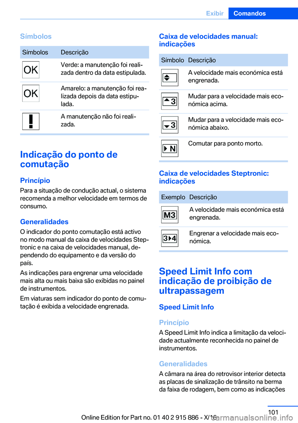 BMW X4 2017  Manual do condutor (in Portuguese) �S�
