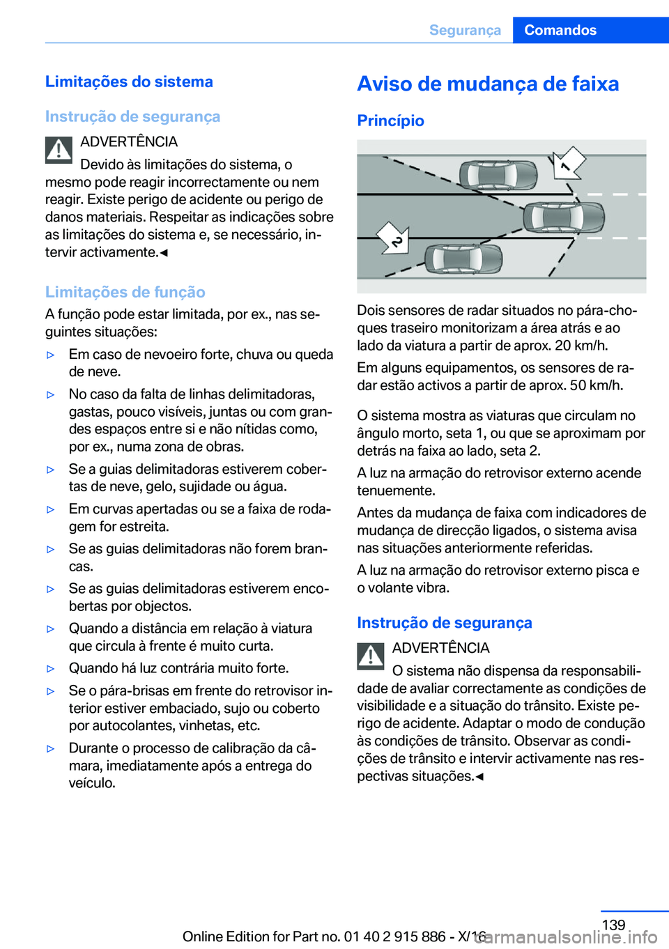 BMW X4 2017  Manual do condutor (in Portuguese) �L�i�m�i�t�a�