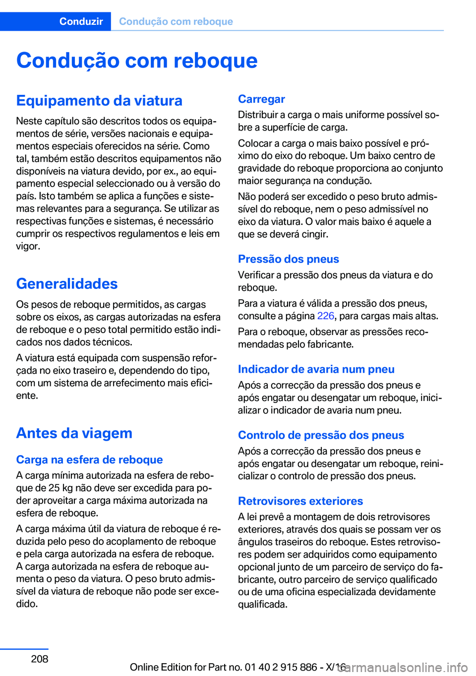 BMW X4 2017  Manual do condutor (in Portuguese) �C�o�n�d�u�