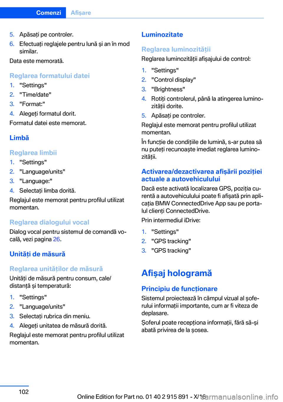 BMW X4 2017  Ghiduri De Utilizare (in Romanian) �5�.�A�p�