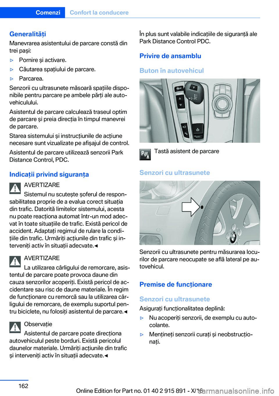 BMW X4 2017  Ghiduri De Utilizare (in Romanian) �G�e�n�e�r�a�l�i�t�