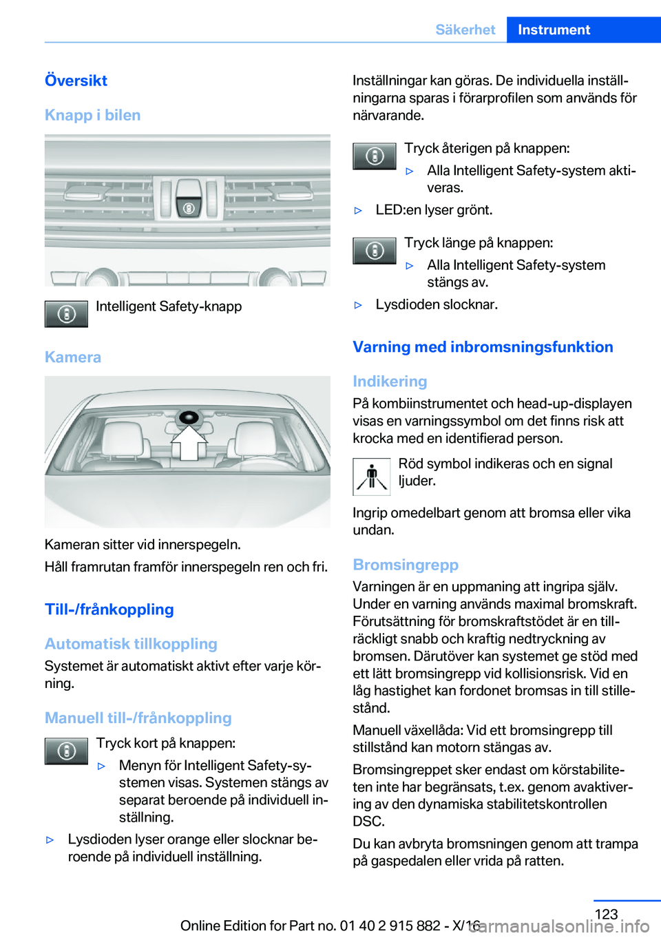BMW X4 2017  InstruktionsbÖcker (in Swedish) �