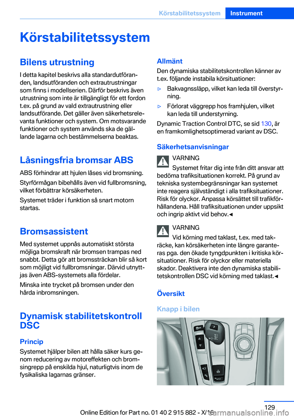BMW X4 2017  InstruktionsbÖcker (in Swedish) �K�