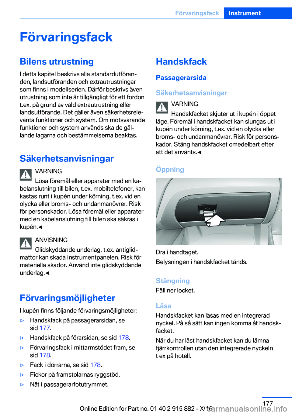 BMW X4 2017  InstruktionsbÖcker (in Swedish) �F�