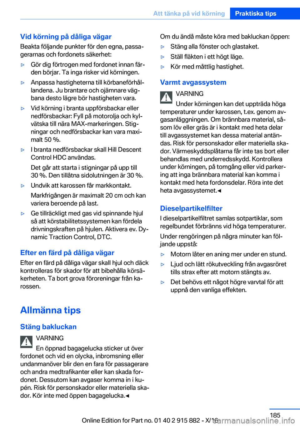 BMW X4 2017  InstruktionsbÖcker (in Swedish) �V�i�d��k�