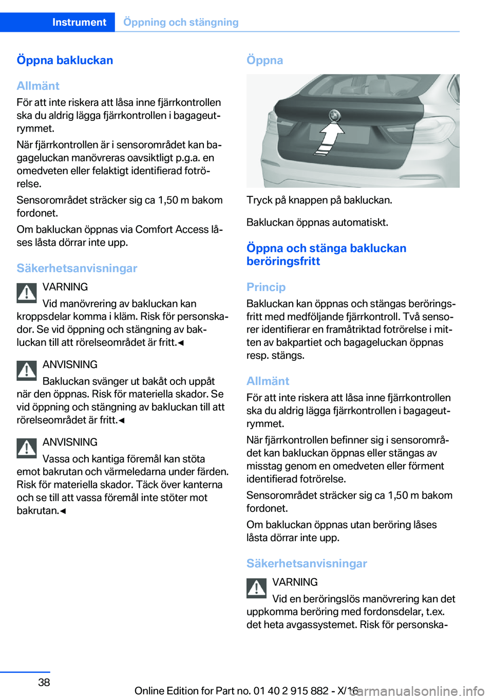 BMW X4 2017  InstruktionsbÖcker (in Swedish) �