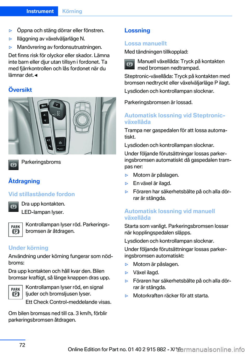 BMW X4 2017  InstruktionsbÖcker (in Swedish) 'y�