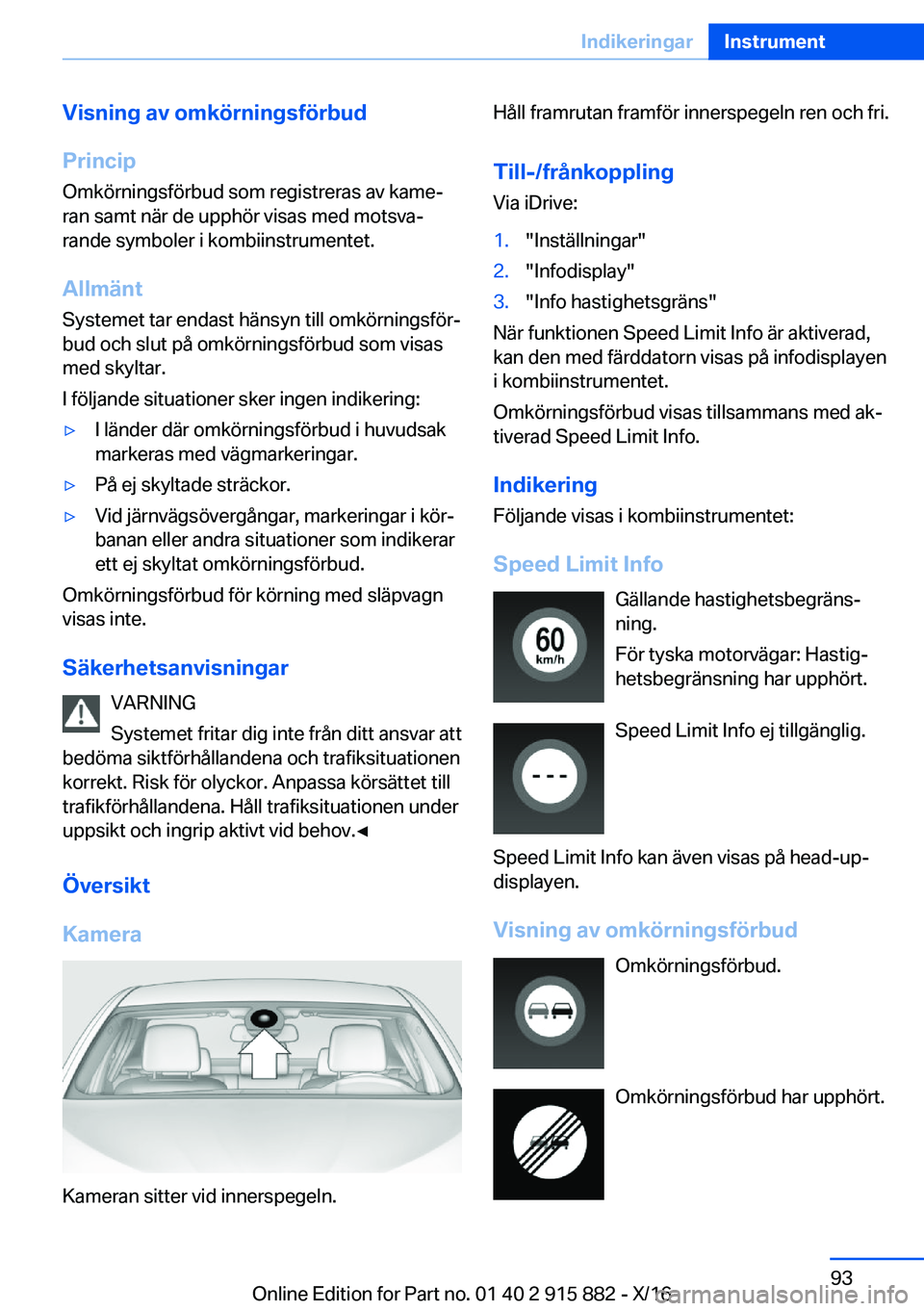 BMW X4 2017  InstruktionsbÖcker (in Swedish) �V�i�s�n�i�n�g��a�v��o�m�k�