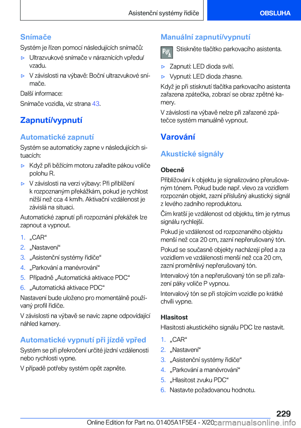 BMW X4 M 2021  Návod na použití (in Czech) �S�n�