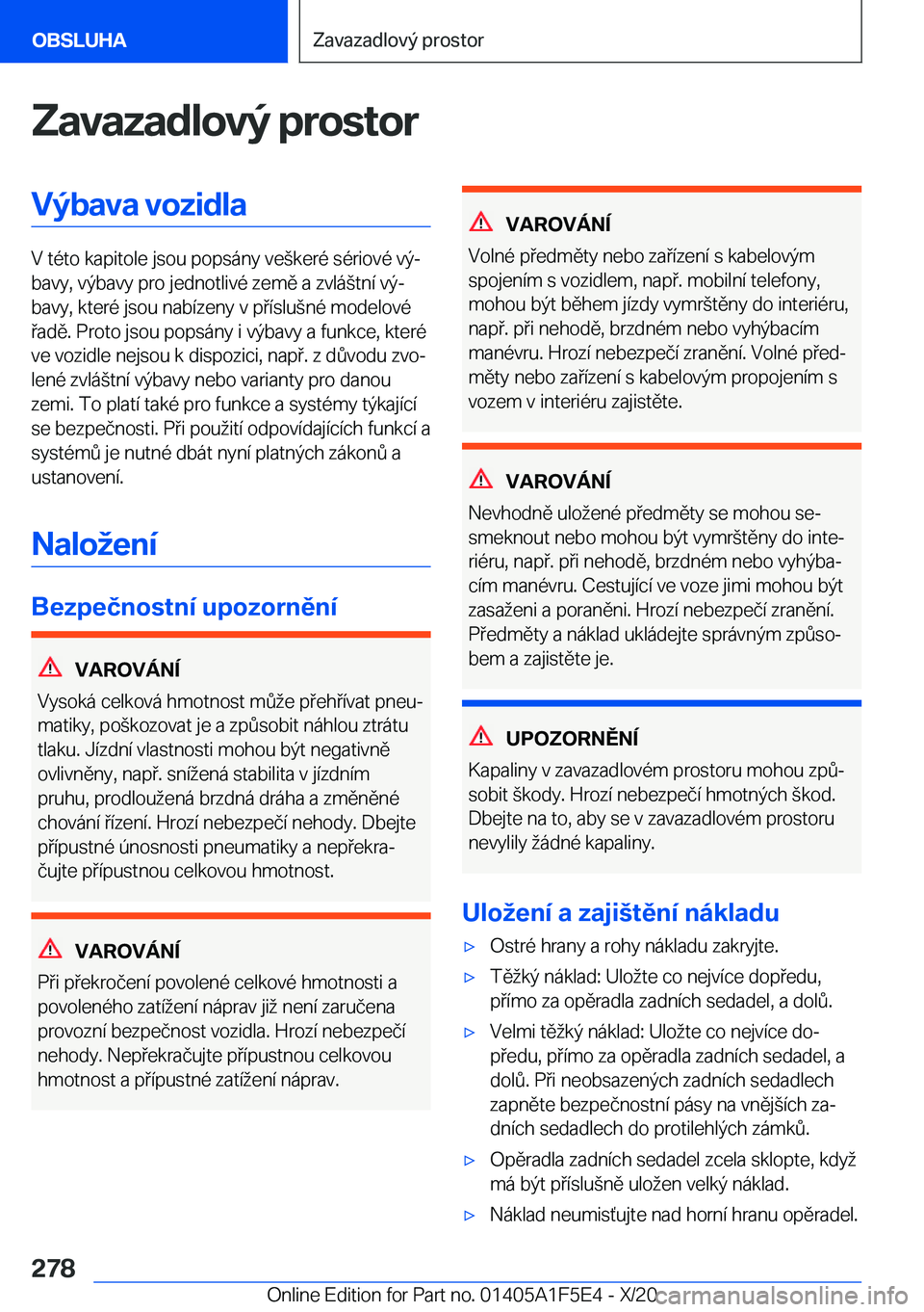 BMW X4 M 2021  Návod na použití (in Czech) �Z�a�v�a�z�a�d�l�o�v�