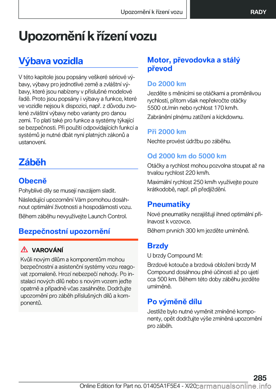 BMW X4 M 2021  Návod na použití (in Czech) �U�p�o�z�o�r�n�ě�n�