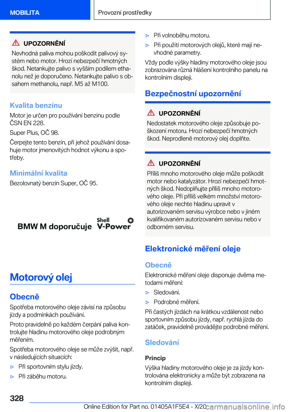 BMW X4 M 2021  Návod na použití (in Czech) �U�P�O�Z�O�R�N�Ě�N�