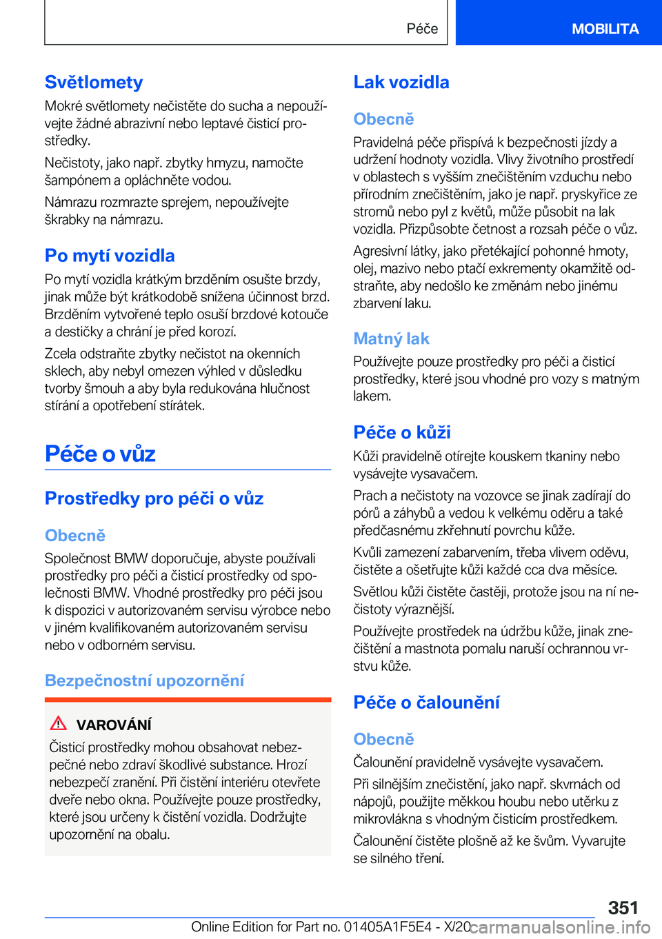 BMW X4 M 2021  Návod na použití (in Czech) �S�v�ě�t�l�o�m�e�t�y�M�o�k�r�