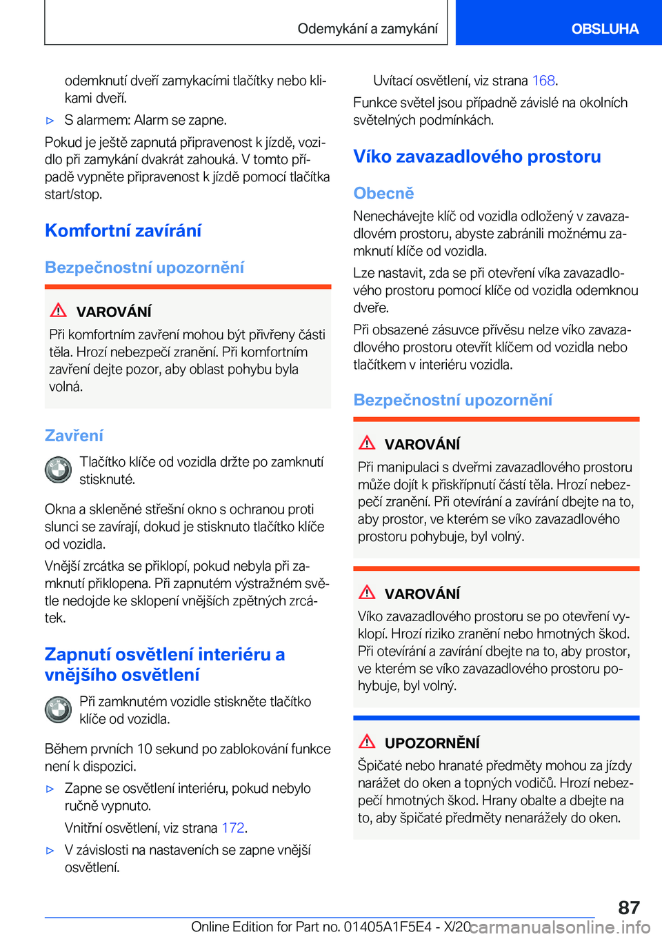 BMW X4 M 2021  Návod na použití (in Czech) �o�d�e�m�k�n�u�t�