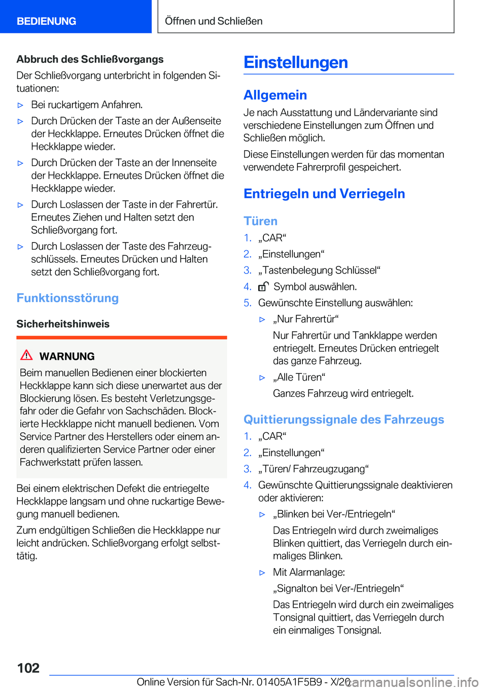 BMW X4 M 2021  Betriebsanleitungen (in German) �A�b�b�r�u�c�h��d�e�s��S�c�h�l�i�e�