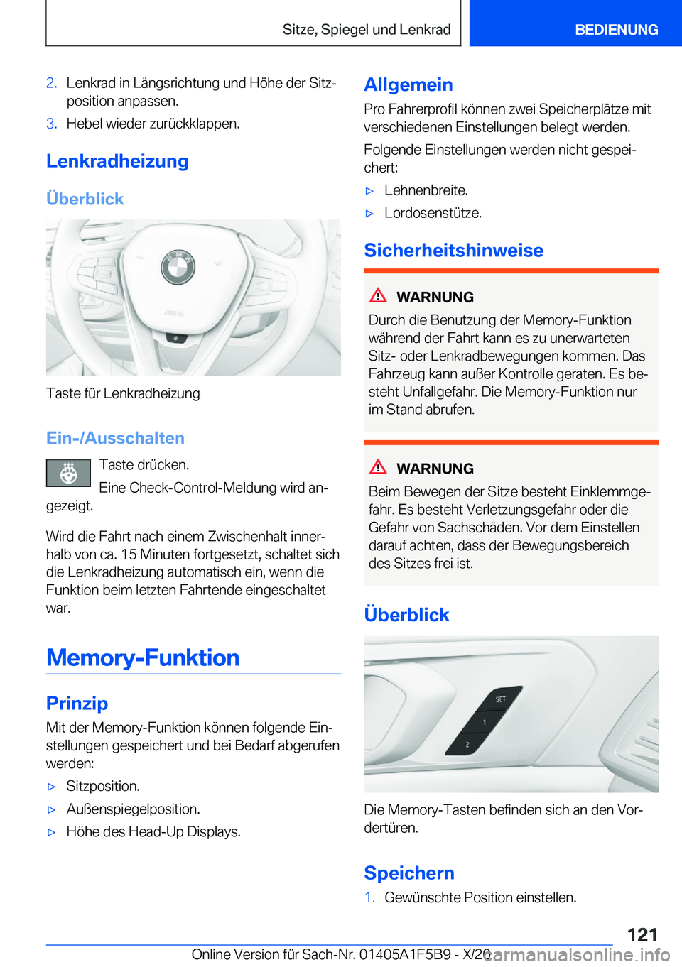 BMW X4 M 2021  Betriebsanleitungen (in German) �2�.�L�e�n�k�r�a�d��i�n��L�