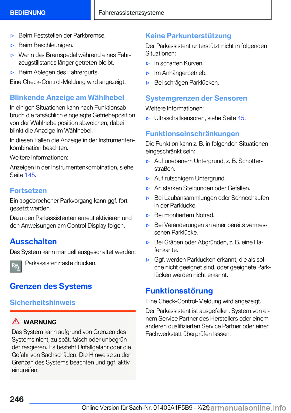 BMW X4 M 2021  Betriebsanleitungen (in German) 'x�B�e�i�m��F�e�s�t�s�t�e�l�l�e�n��d�e�r��P�a�r�k�b�r�e�m�s�e�.'x�B�e�i�m��B�e�s�c�h�l�e�u�n�i�g�e�n�.'x�W�e�n�n��d�a�s��B�r�e�m�s�p�e�d�a�l��w�