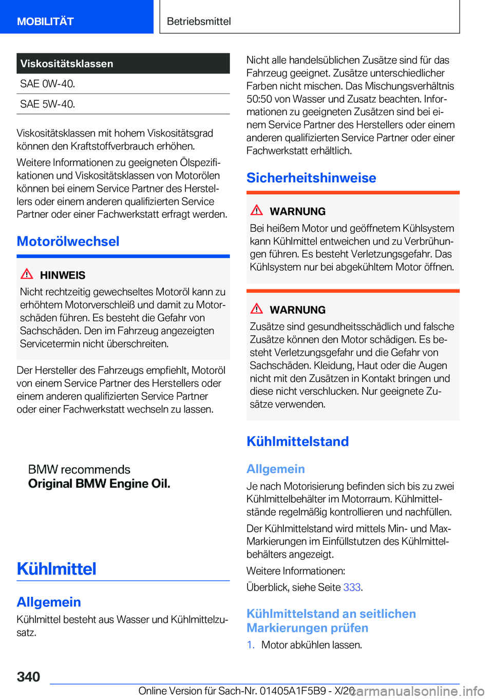 BMW X4 M 2021  Betriebsanleitungen (in German) �V�i�s�k�o�s�i�t�