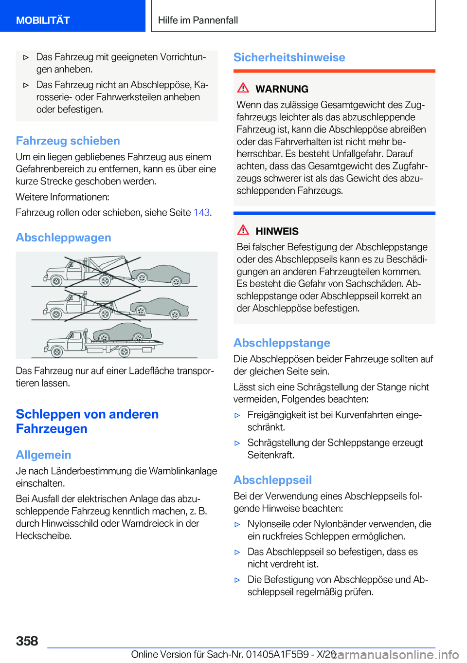 BMW X4 M 2021  Betriebsanleitungen (in German) 'x�D�a�s��F�a�h�r�z�e�u�g��m�i�t��g�e�e�i�g�n�e�t�e�n��V�o�r�r�i�c�h�t�u�nj�g�e�n��a�n�h�e�b�e�n�.'x�D�a�s��F�a�h�r�z�e�u�g��n�i�c�h�t��a�n��A�b�s�c�h�l�e�p�p�