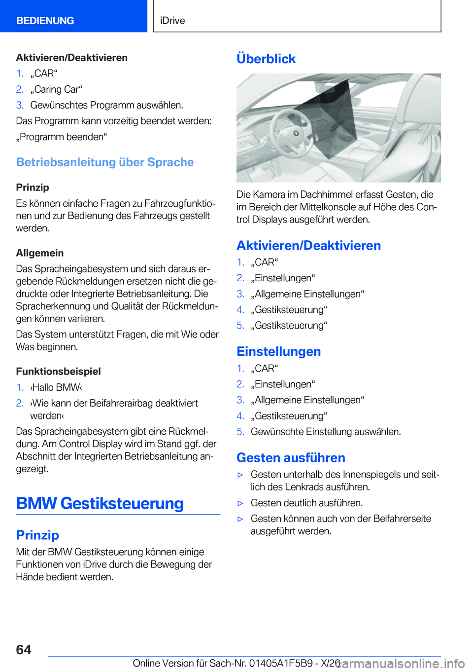 BMW X4 M 2021  Betriebsanleitungen (in German) �A�k�t�i�v�i�e�r�e�n�/�D�e�a�k�t�i�v�i�e�r�e�n�1�.x�C�A�Rv�2�.x�C�a�r�i�n�g��C�a�rv�3�.�G�e�w�