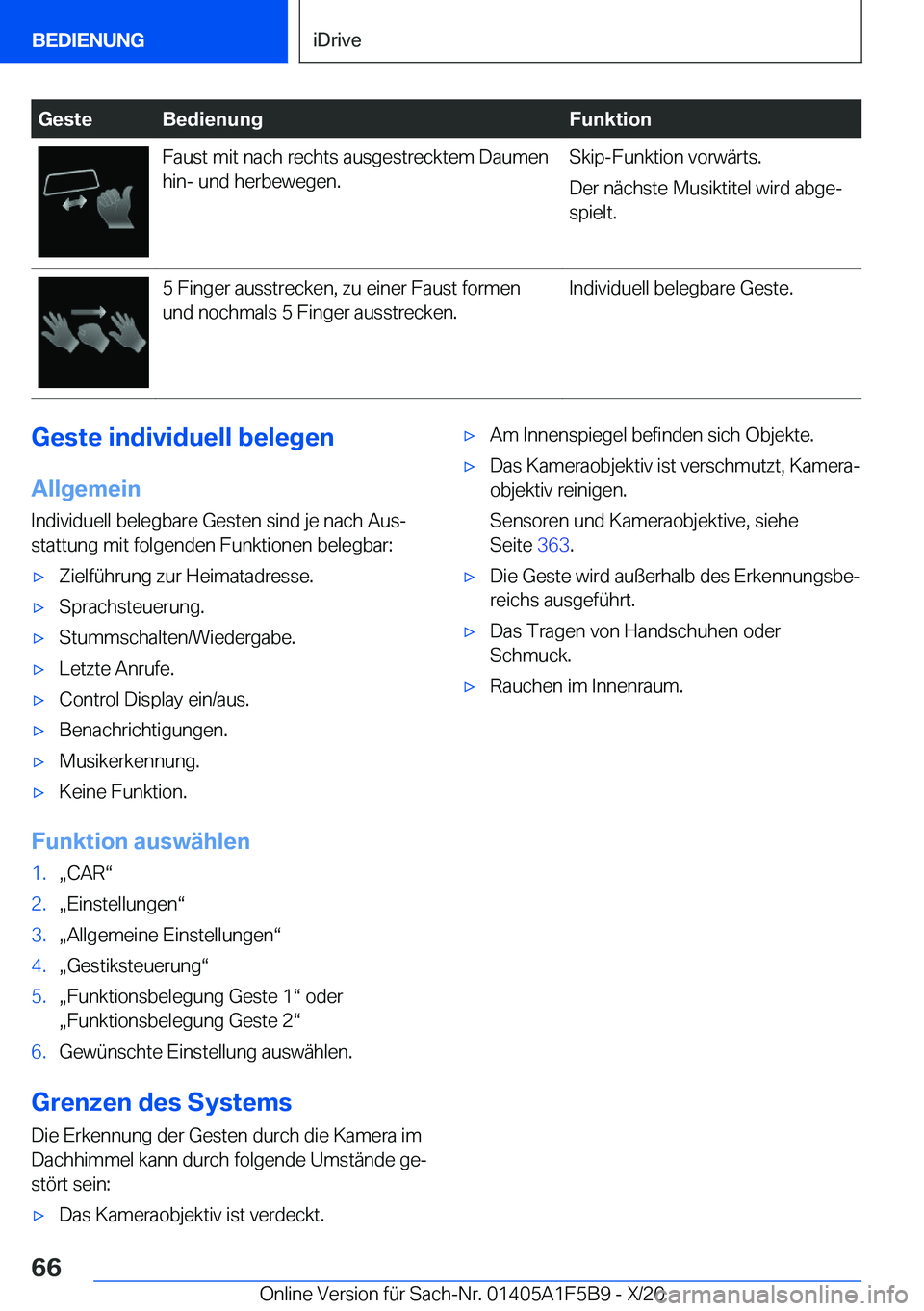 BMW X4 M 2021  Betriebsanleitungen (in German) �G�e�s�t�e�B�e�d�i�e�n�u�n�g�F�u�n�k�t�i�o�n�F�a�u�s�t��m�i�t��n�a�c�h��r�e�c�h�t�s��a�u�s�g�e�s�t�r�e�c�k�t�e�m��D�a�u�m�e�n�h�i�n�-��u�n�d��h�e�r�b�e�w�e�g�e�n�.�S�k�i�p�-�F�u�n�k�t�i�o�n��v