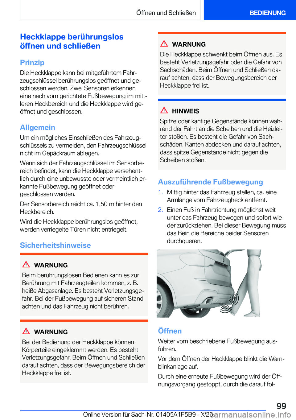 BMW X4 M 2021  Betriebsanleitungen (in German) �H�e�c�k�k�l�a�p�p�e��b�e�r�