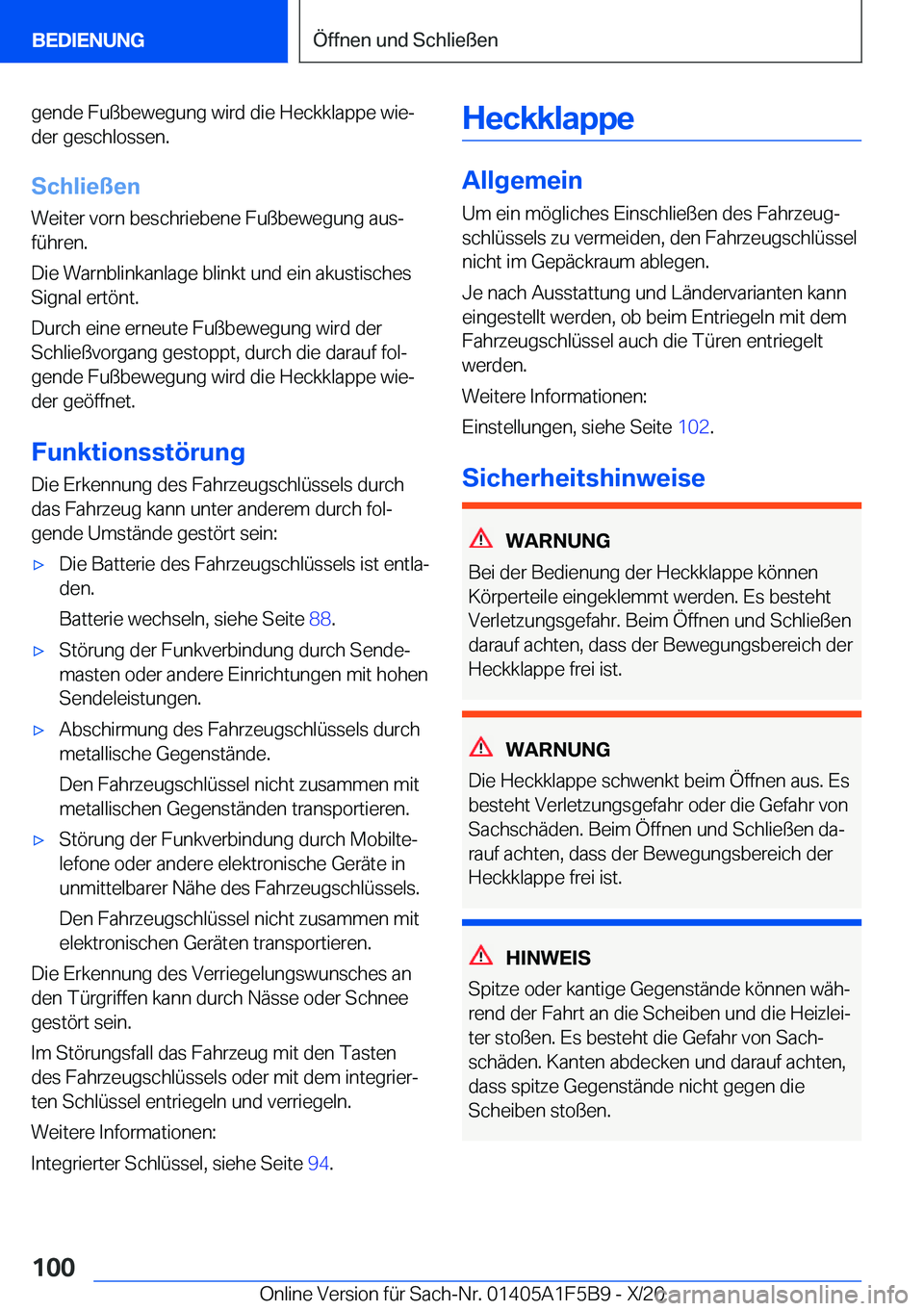 BMW X4 M 2021  Betriebsanleitungen (in German) �g�e�n�d�e��F�u�