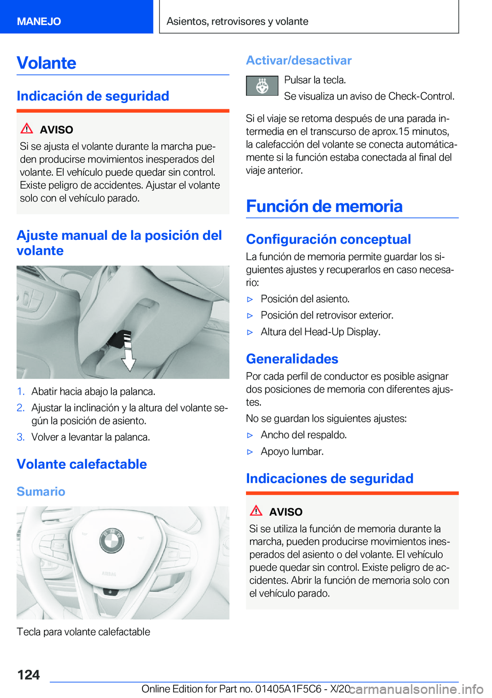 BMW X4 M 2021  Manuales de Empleo (in Spanish) �V�o�l�a�n�t�e
�I�n�d�i�c�a�c�i�