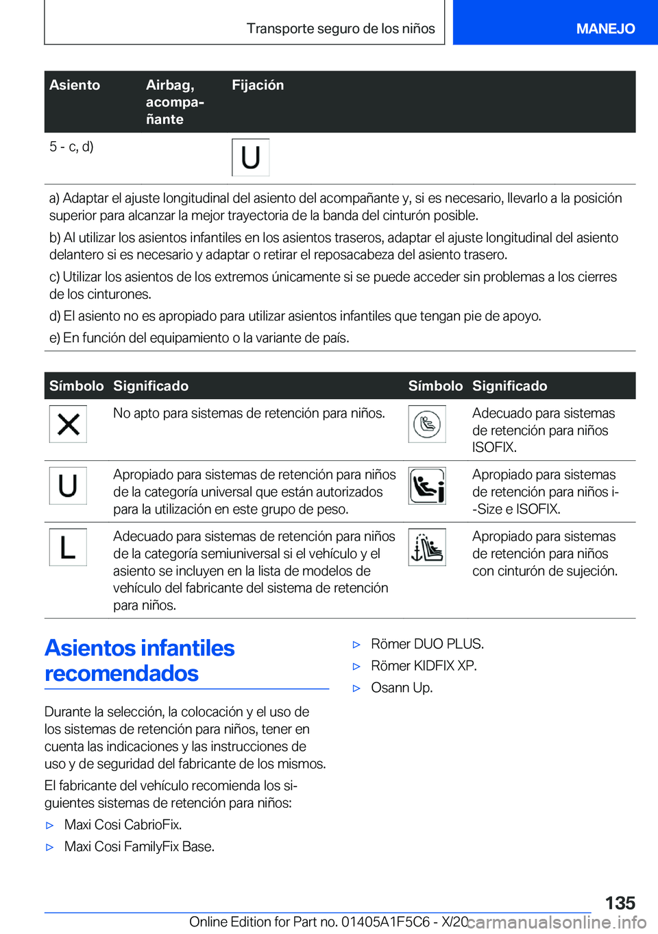 BMW X4 M 2021  Manuales de Empleo (in Spanish) �A�s�i�e�n�t�o�A�i�r�b�a�g�,
�a�c�o�m�p�aj
�