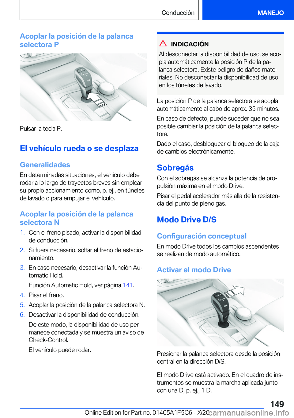 BMW X4 M 2021  Manuales de Empleo (in Spanish) �A�c�o�p�l�a�r��l�a��p�o�s�i�c�i�
