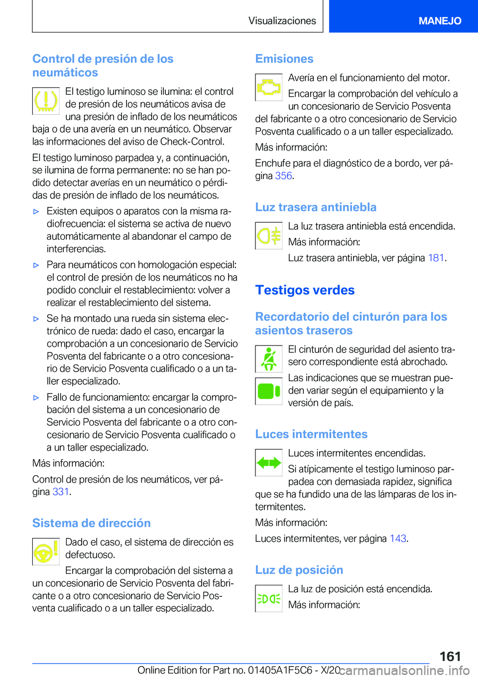 BMW X4 M 2021  Manuales de Empleo (in Spanish) �C�o�n�t�r�o�l��d�e��p�r�e�s�i�