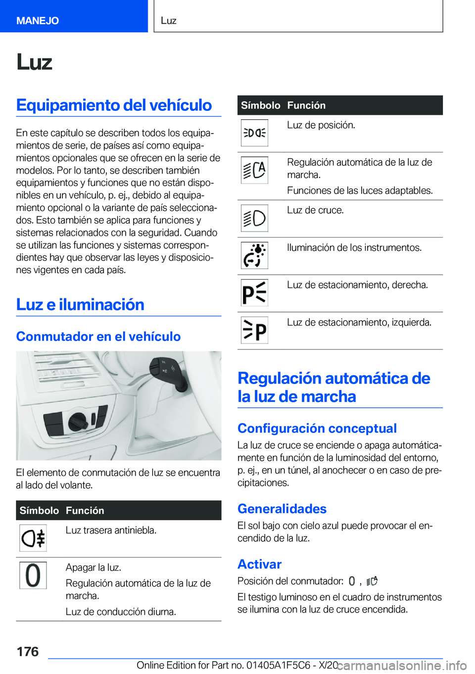 BMW X4 M 2021  Manuales de Empleo (in Spanish) �L�u�z�E�q�u�i�p�a�m�i�e�n�t�o��d�e�l��v�e�h�