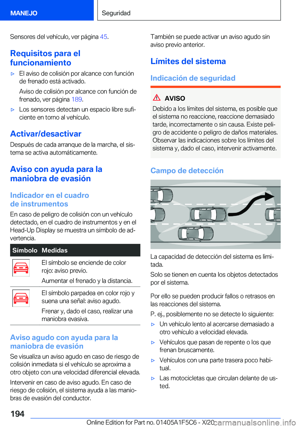 BMW X4 M 2021  Manuales de Empleo (in Spanish) �S�e�n�s�o�r�e�s��d�e�l��v�e�h�