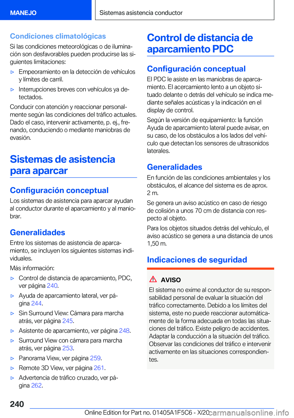 BMW X4 M 2021  Manuales de Empleo (in Spanish) �C�o�n�d�i�c�i�o�n�e�s��c�l�i�m�a�t�o�l�