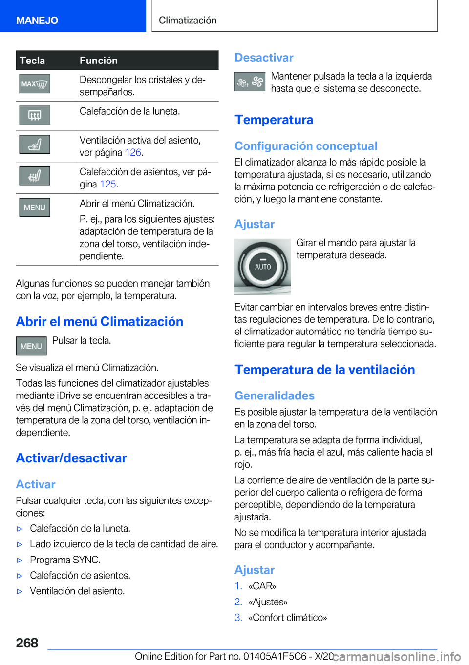 BMW X4 M 2021  Manuales de Empleo (in Spanish) �T�e�c�l�a�F�u�n�c�i�