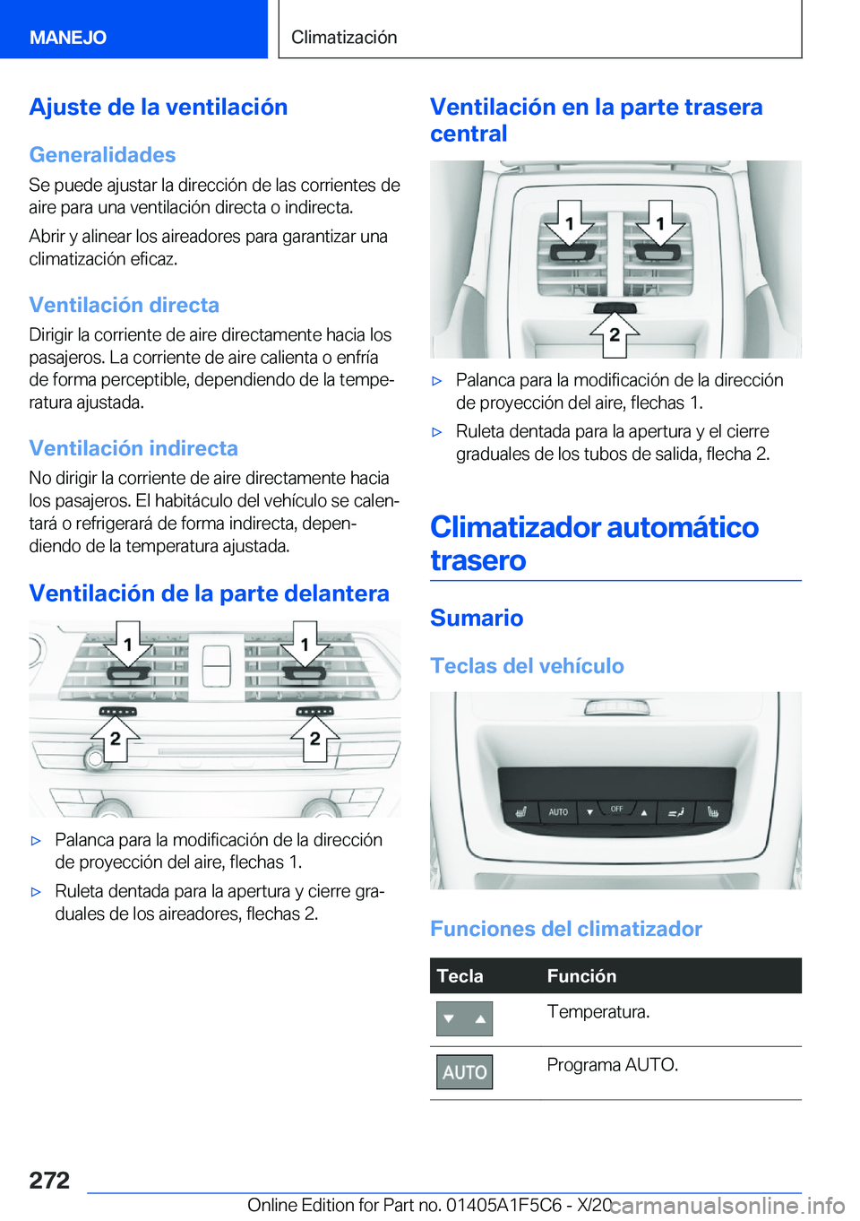BMW X4 M 2021  Manuales de Empleo (in Spanish) �A�j�u�s�t�e��d�e��l�a��v�e�n�t�i�l�a�c�i�