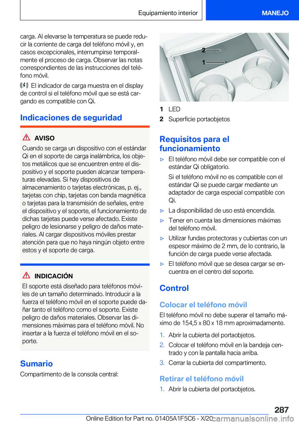BMW X4 M 2021  Manuales de Empleo (in Spanish) �c�a�r�g�a�.��A�l��e�l�e�v�a�r�s�e��l�a��t�e�m�p�e�r�a�t�u�r�a��s�e��p�u�e�d�e��r�e�d�uª�c�i�r��l�a��c�o�r�r�i�e�n�t�e��d�e��c�a�r�g�a��d�e�l��t�e�l�