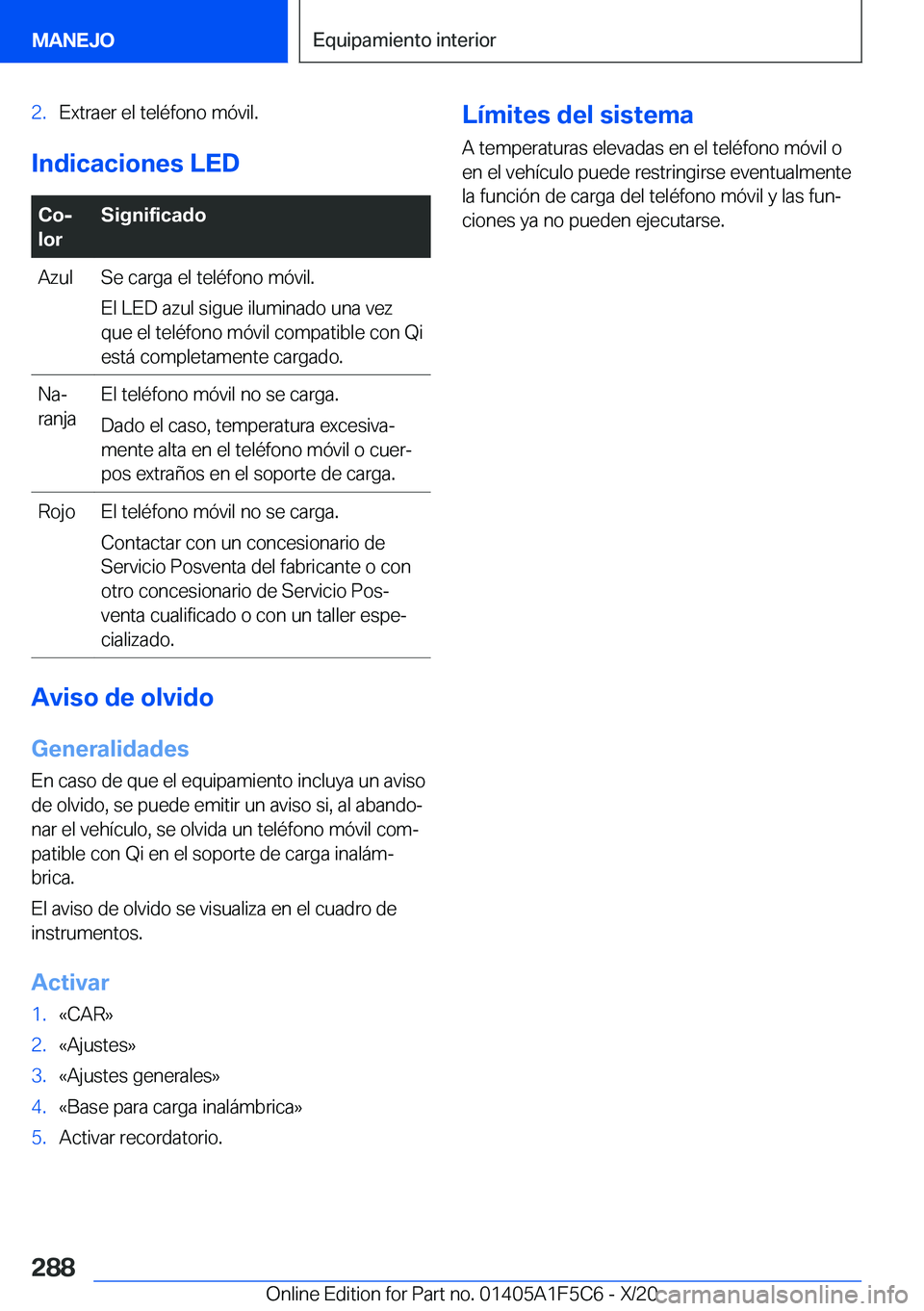 BMW X4 M 2021  Manuales de Empleo (in Spanish) �2�.�E�x�t�r�a�e�r��e�l��t�e�l�