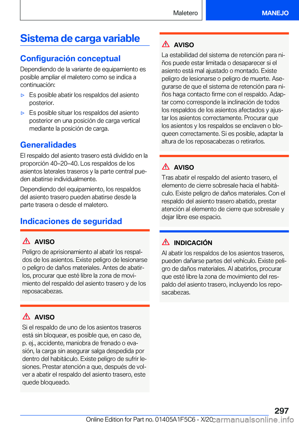 BMW X4 M 2021  Manuales de Empleo (in Spanish) �S�i�s�t�e�m�a��d�e��c�a�r�g�a��v�a�r�i�a�b�l�e
�C�o�n�f�i�g�u�r�a�c�i�