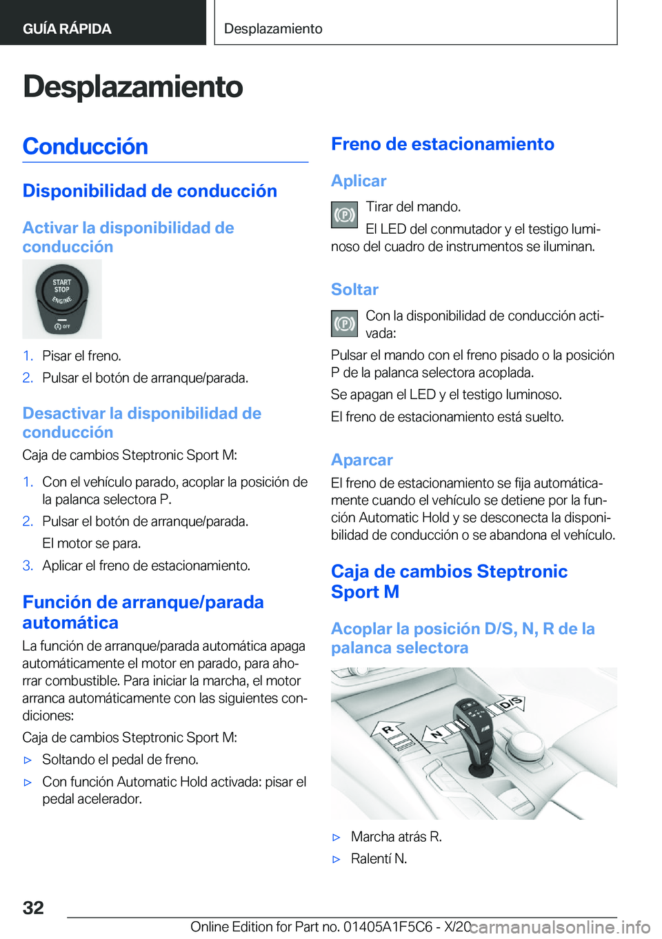 BMW X4 M 2021  Manuales de Empleo (in Spanish) �D�e�s�p�l�a�z�a�m�i�e�n�t�o�C�o�n�d�u�c�c�i�