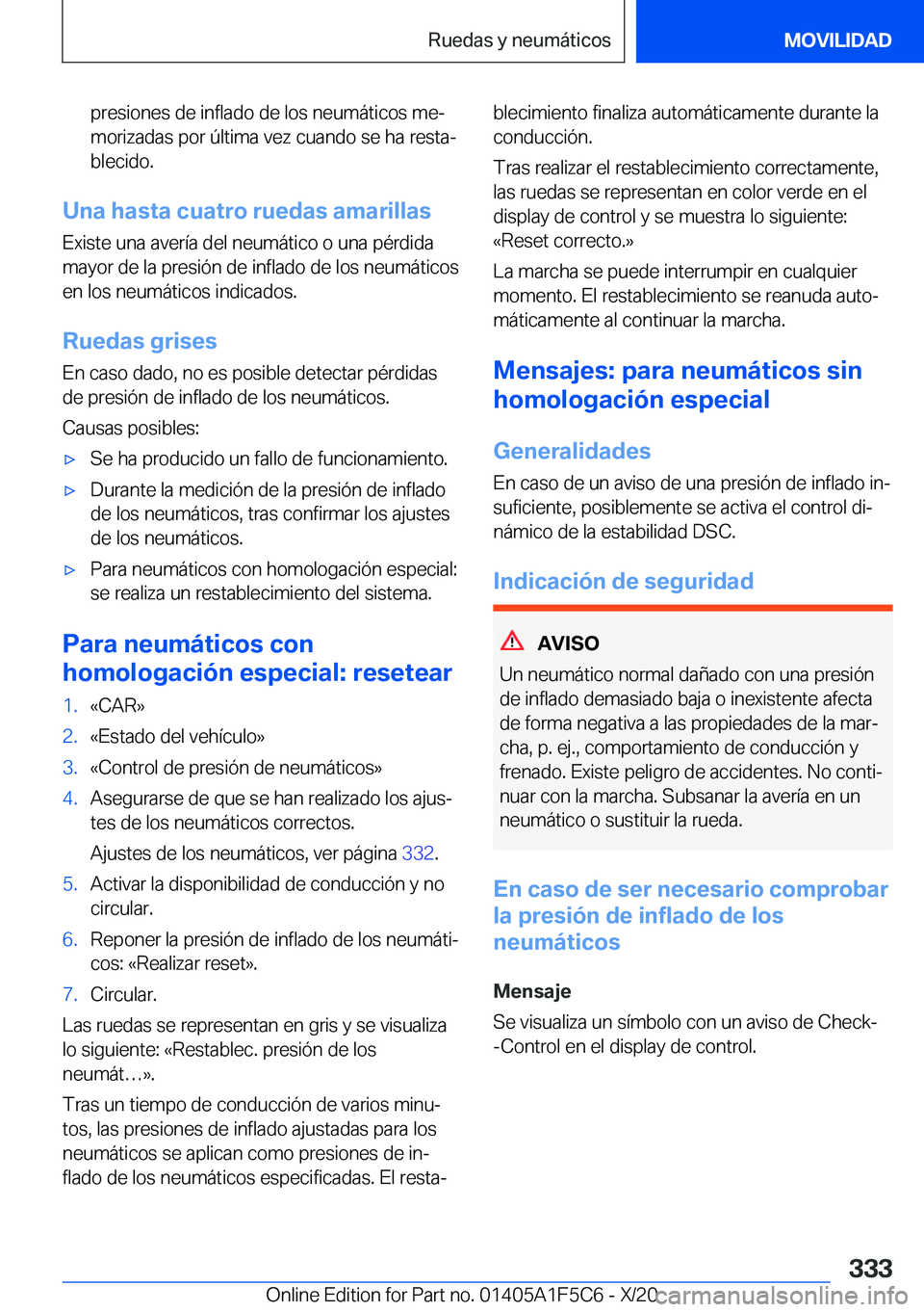 BMW X4 M 2021  Manuales de Empleo (in Spanish) �p�r�e�s�i�o�n�e�s��d�e��i�n�f�l�a�d�o��d�e��l�o�s��n�e�u�m�