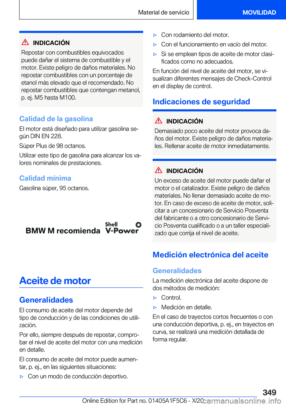 BMW X4 M 2021  Manuales de Empleo (in Spanish) �I�N�D�I�C�A�C�I�
