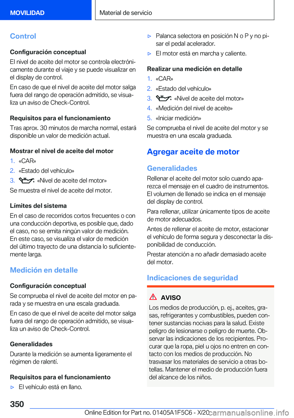 BMW X4 M 2021  Manuales de Empleo (in Spanish) �C�o�n�t�r�o�l�C�o�n�f�i�g�u�r�a�c�i�