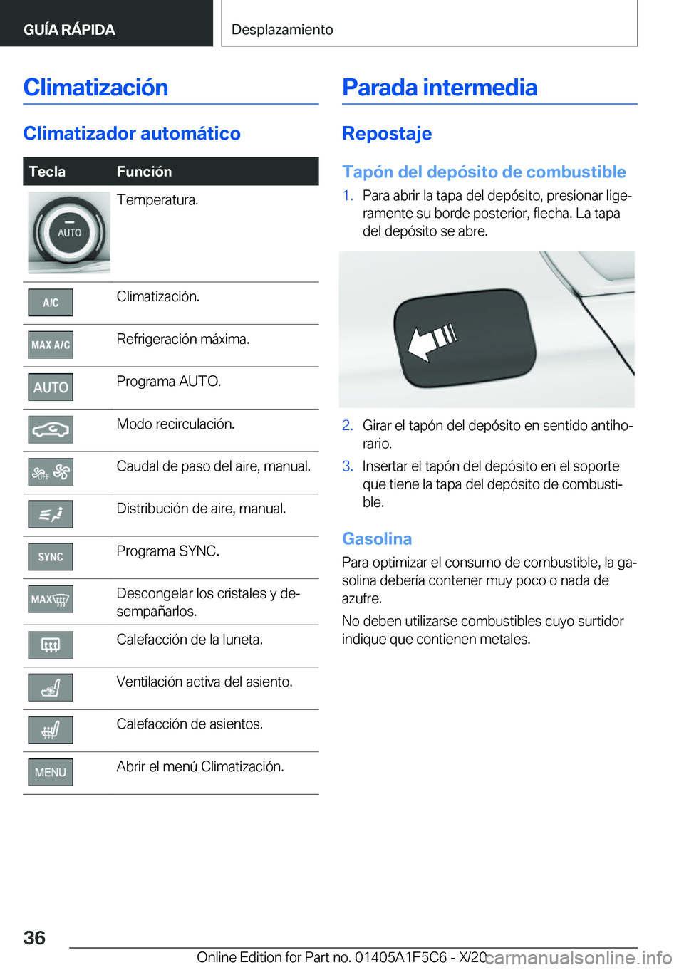 BMW X4 M 2021  Manuales de Empleo (in Spanish) �C�l�i�m�a�t�i�z�a�c�i�
